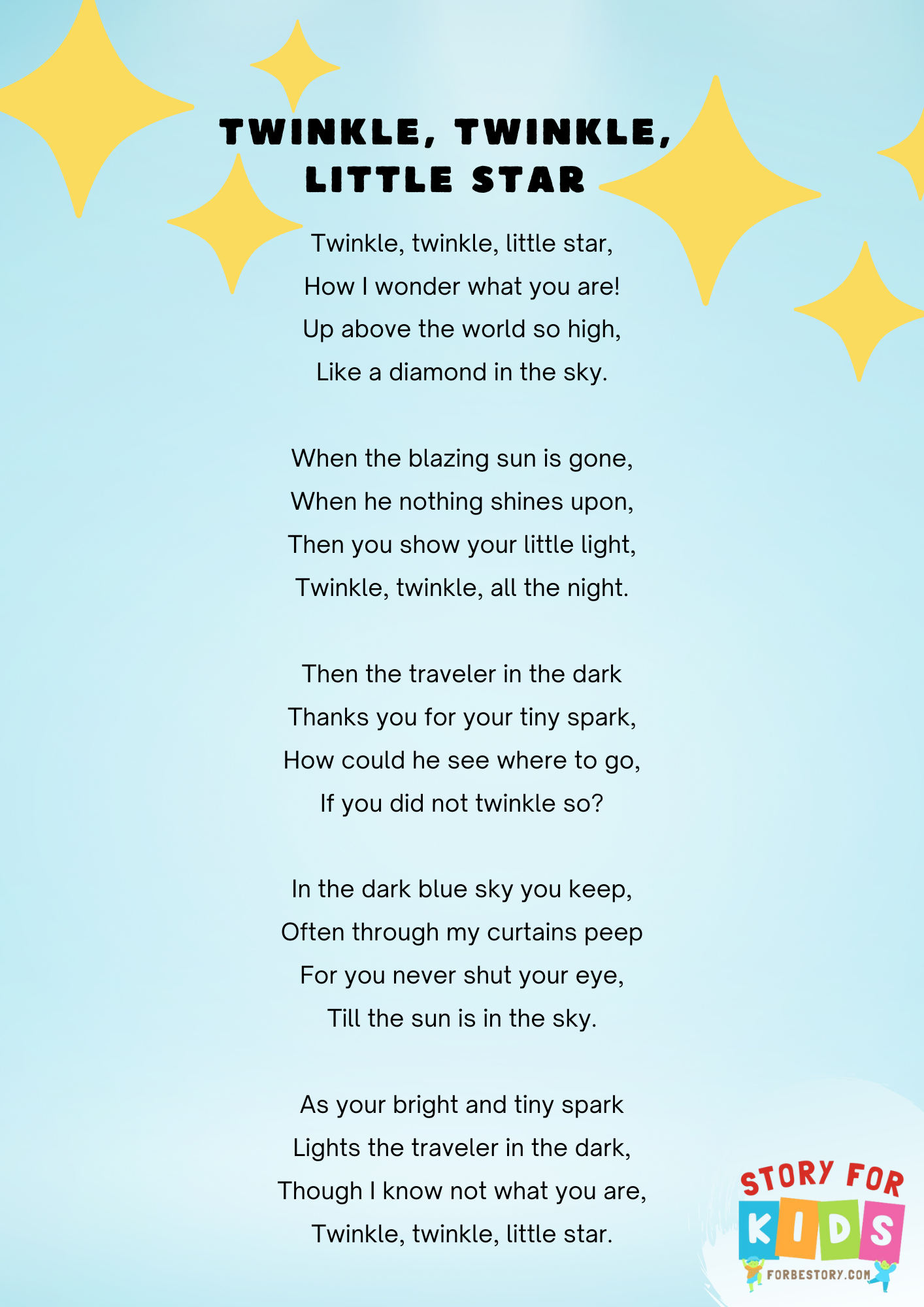 Twinkle Twinkle Little Star - Nursery Rhymes - forbestory.com