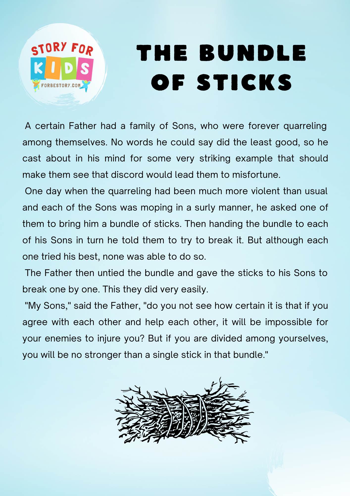 The bundle of sticks - forbestory.com - story for kids